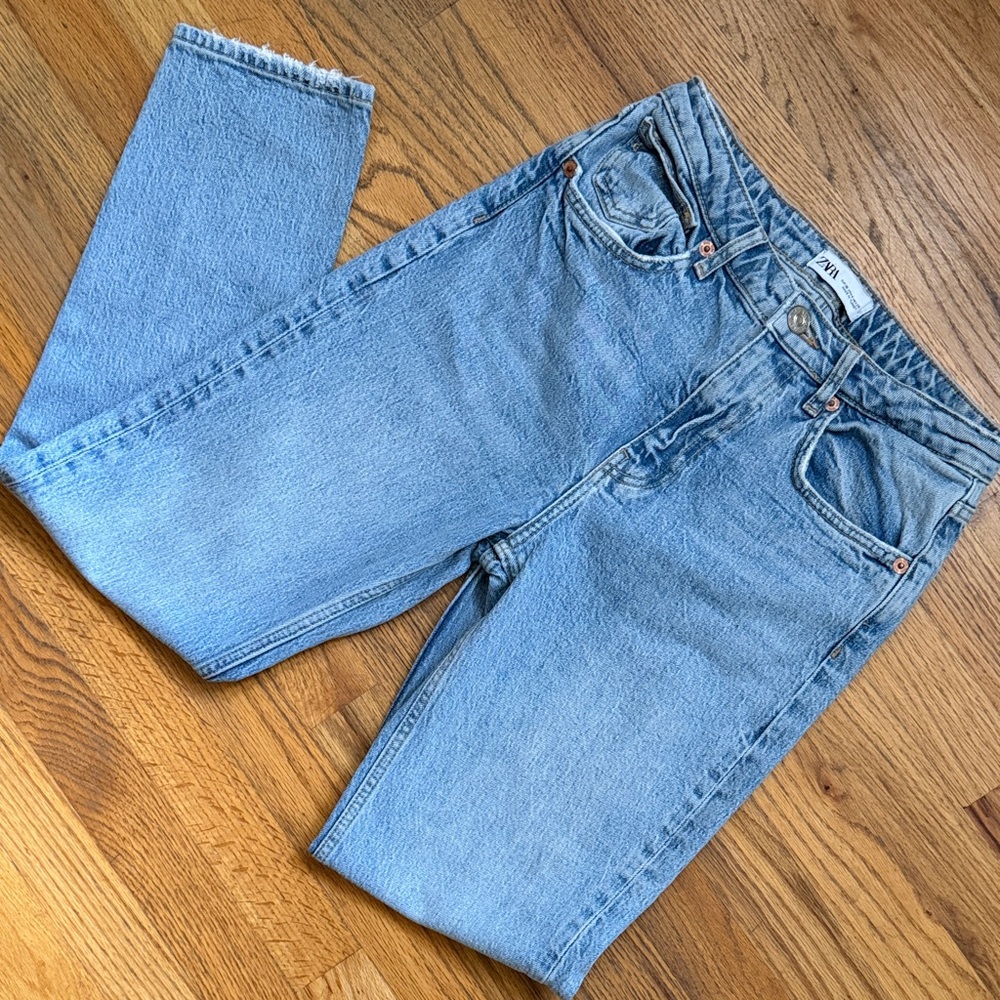 Zara High Rise Slim Fit Blue Women's Jeans